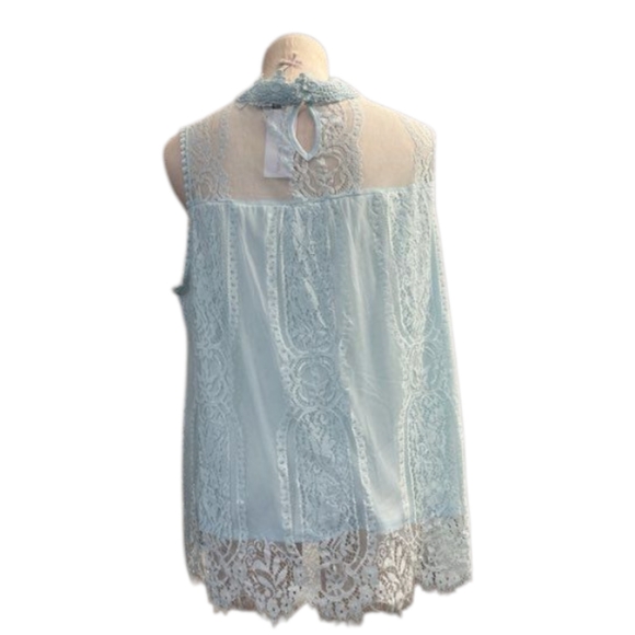 Notations Light Blue Lace Blouse - Picture 3 of 10